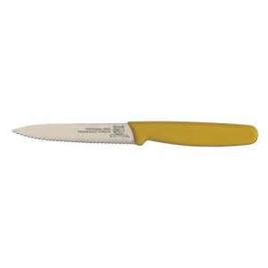 Omcan 4” Wave Edge Paring Knife, Yellow Polypropylene Handle, Each (11498)
